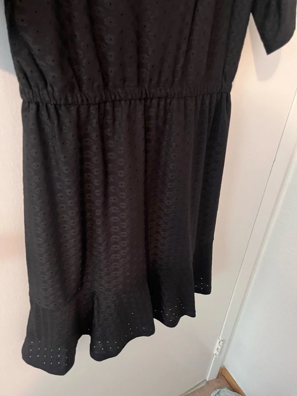 NWT Michael Kors Womens Black Lace-up Elastic Waist Lined Mini Dress Medium